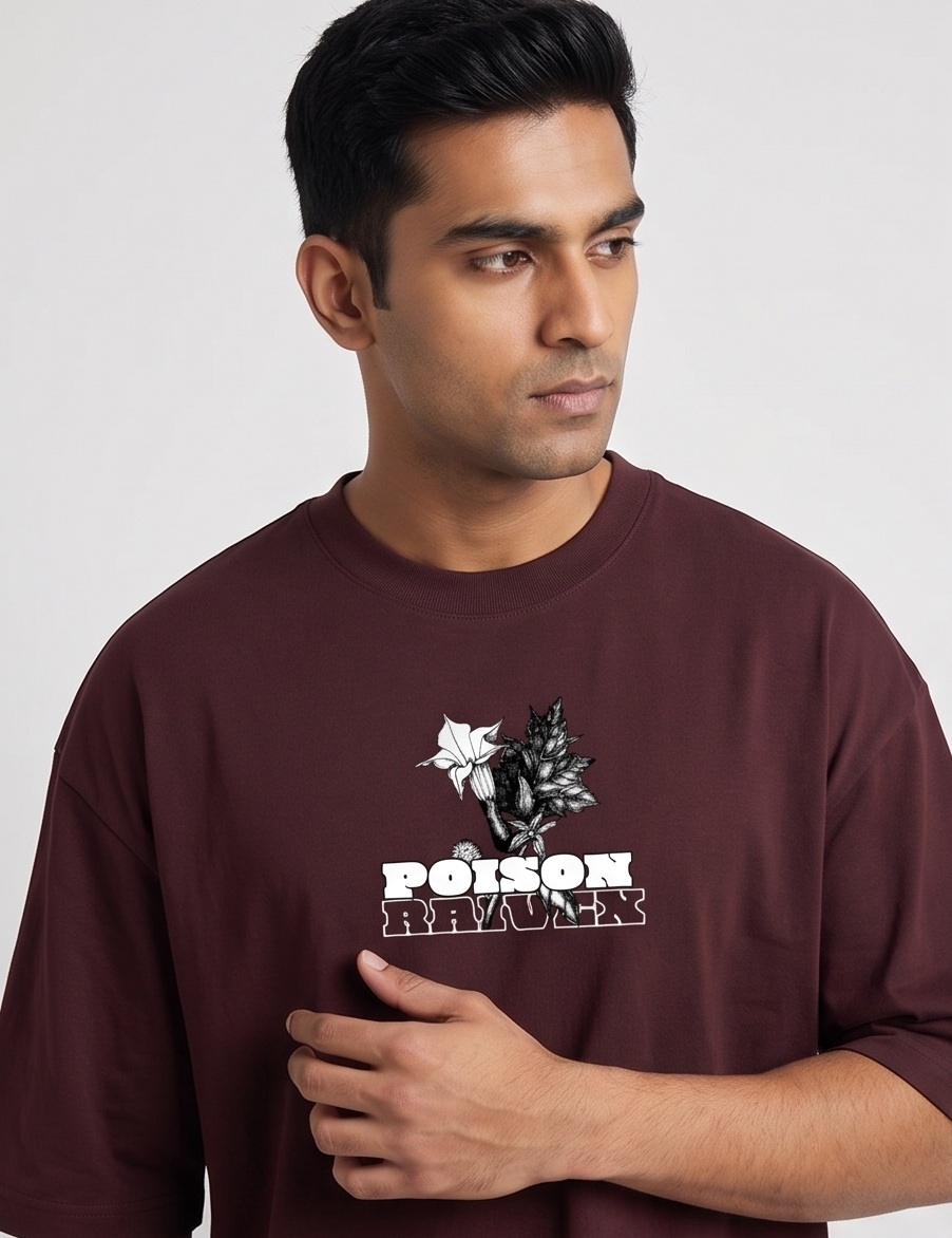 RAIVEX Poison Floral Graphic Oversized Tee | 240 GSM PREMIUM Cotton Streetwear