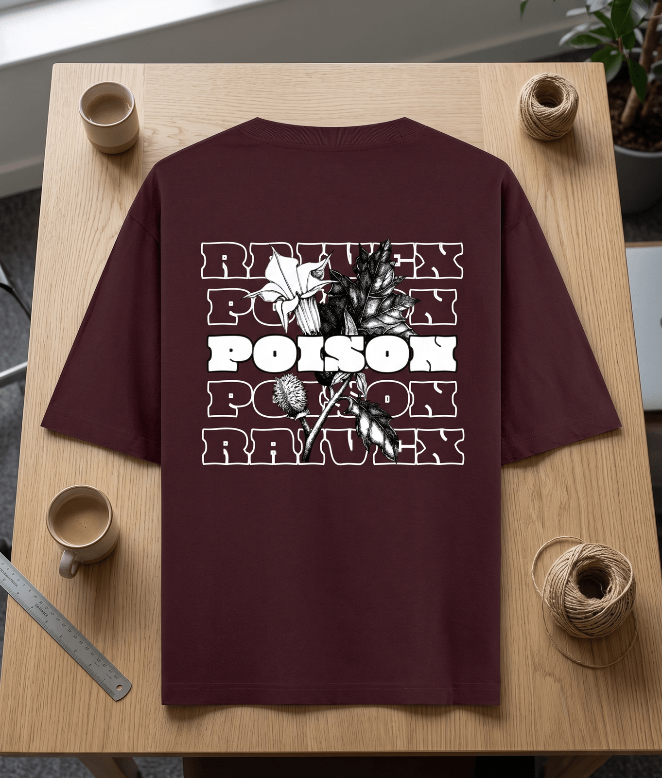 RAIVEX Poison Floral Graphic Oversized Tee | 240 GSM PREMIUM Cotton Streetwear