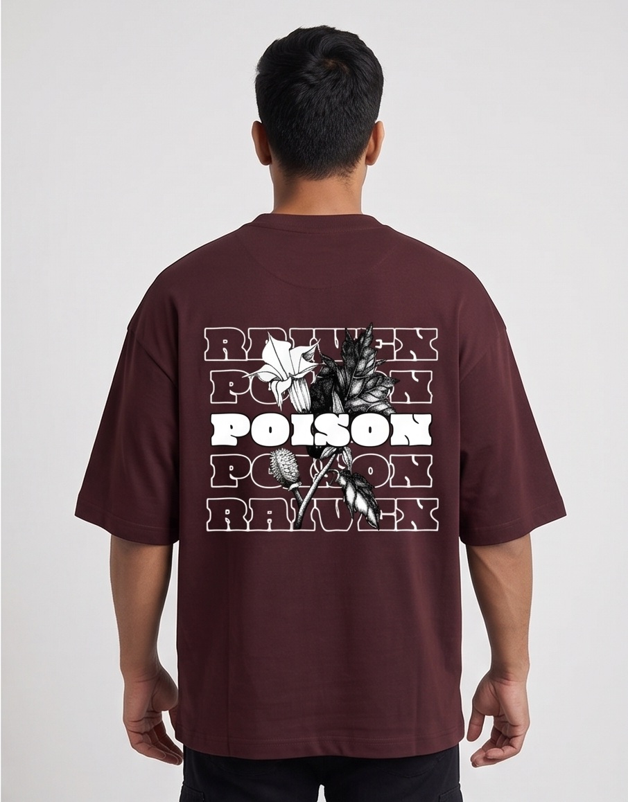 RAIVEX Poison Floral Graphic Oversized Tee | 240 GSM PREMIUM Cotton Streetwear